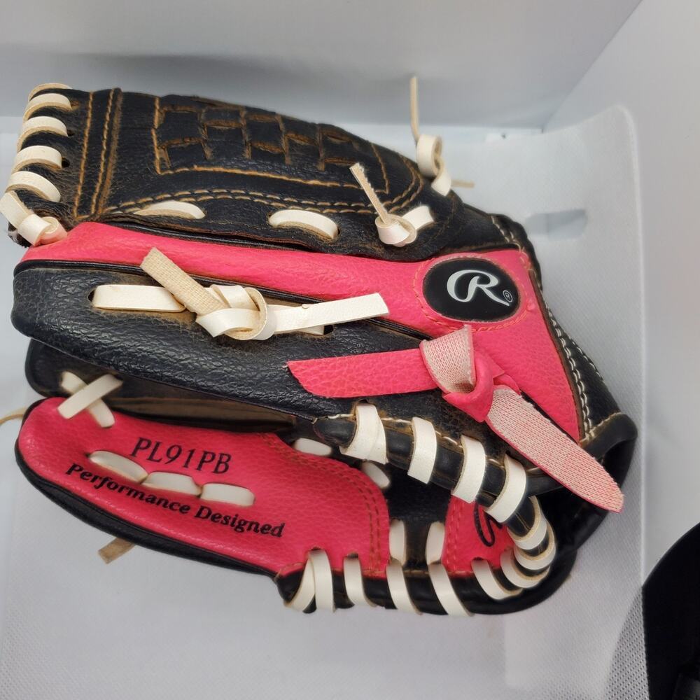 Rawlings Players Series 9" T-Ball Baseball Glove Pink Black LHT PL91PB Youth